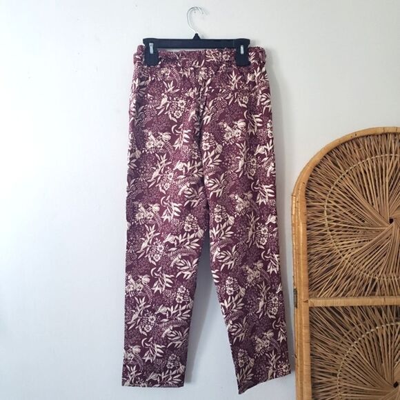 Scotch & Soda Bamboo Beach Trousers Tie Front Red Cream M - Picture 2 of 8